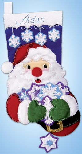 Набор для вышивания сапожка для подарков Санта со снежинкой  DESIGN WORKS 5291 смотреть фото