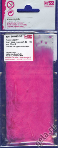 Перья марабу цвет ярко - розовый 80 - 100 мм 2 г Efco 1004335 фото