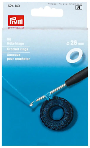Кольца для обвязывания крючком плоские диаметр 26 мм белый Prym 624140