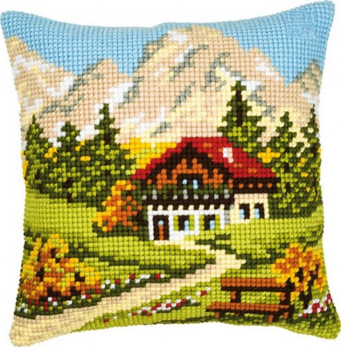 Набор для вышивания подушки Альпийский пейзаж VERVACO PN-0008600 смотреть фото