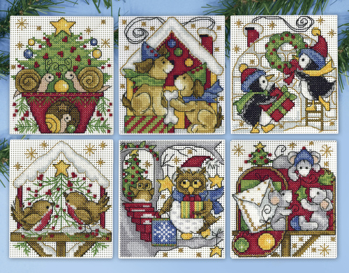 Набор для вышивания елочных украшений Дом в Рождество  DESIGN WORKS 1697 смотреть фото