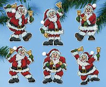 Набор для вышивания елочных украшений Санта с колокольчиками  DESIGN WORKS 5918