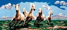 Канва жесткая с рисунком Табун белых лошадей  SOULOS B.925/01