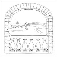 Салфетка рисовая с контуром рисунка Деревенская арка