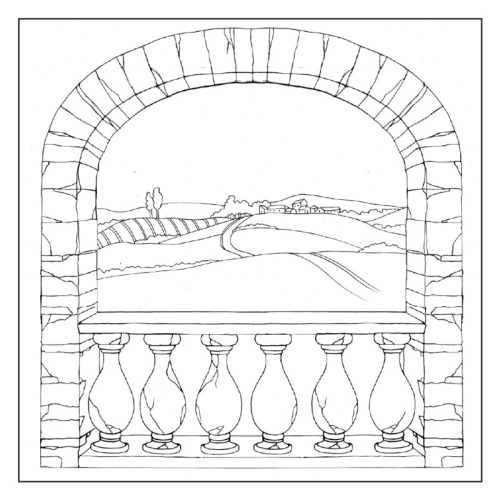 Салфетка рисовая с контуром рисунка Деревенская арка фото