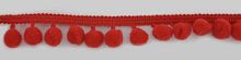 Тесьма с помпонами диаметр 10 мм цвет красный PASSAN PA-18-col.306