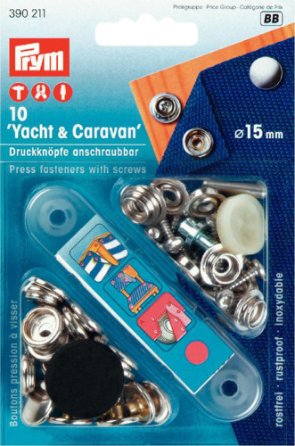 Кнопки Яхта-Караван нижняя часть кнопки вкручивающаяся латунь нержавеющие 15 мм серебри Prym 390211