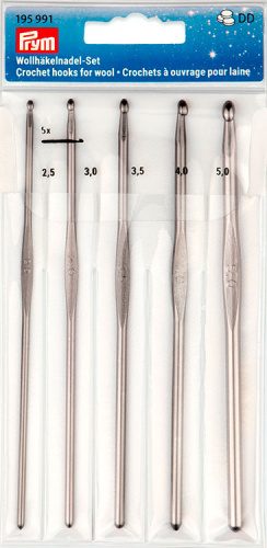 Набор крючков для вязания в наборе крючки-2.5 мм 3 мм 3.5 мм 4 мм 5 мм алюминий Prym 195991