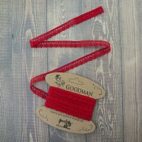 Кружево плетеное 10 мм цвет красный 100% хлопок 5 м GOODMAN K-5001-216