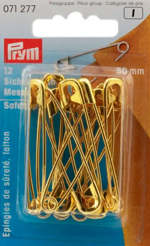 Булавки английские со спиралью 50 мм латунь нержавеющая золотистый 12 шт в упаковке Prym 071277