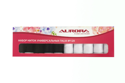 Фото набор ниток aurora черные и белые au-2620  на сайте ArtPins.ru