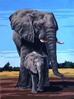 Канва жесткая с рисунком Слоны