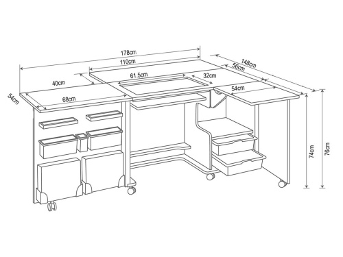 Фото стол раскладной для швейной машины с раскройным местом eclipse дуб hemline tlm.e-o001 на сайте ArtPins.ru фото 5