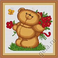 Набор для вышивания Медвежонок с цветами