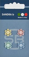 Пуговицы Sandra 4 шт на блистере желтый розовый зеленый голубой CARD144
