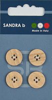 Пуговицы Sandra 4 шт на блистере деревянный CARD236