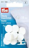 Бельевые пуговицы двусторонние пластик 15 мм белый 9 шт в блистере 311194 Prym