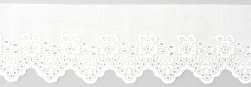Фото шитье-вышивка на батисте iemesa 55 мм длина 13.8 м 100% хлопок белый - 09325/01 на сайте ArtPins.ru