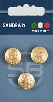 Пуговицы Sandra 3 шт на блистере золотой матовый CARD223