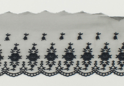 Фото вышивка на тюле  ширина 110 мм  длина 13 8 м  100% полиэстр  цвет черный на сайте ArtPins.ru