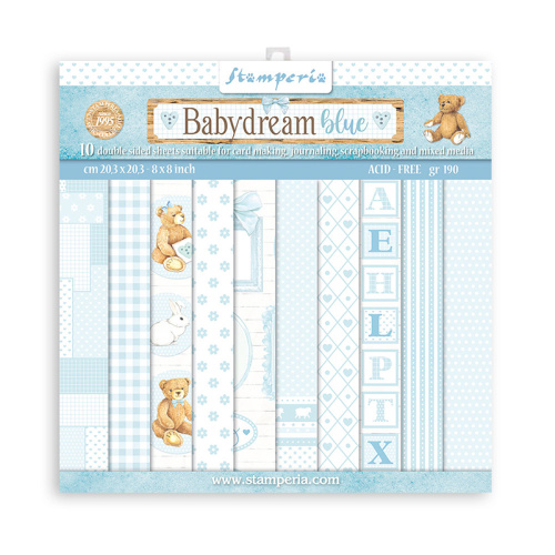 Набор бумаги для скрапбукинга Baby Dream Blue  STAMPERIA SBBS56 фото