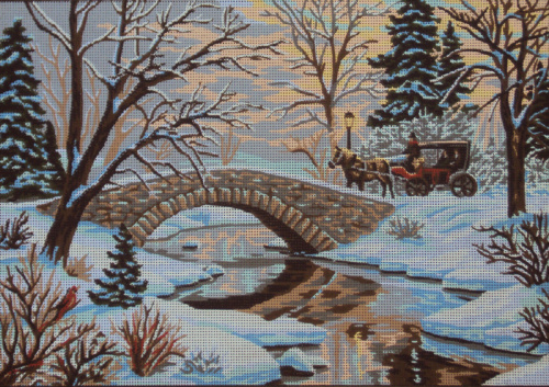 Канва жесткая с рисунком Зимняя речка - 14.850 смотреть фото