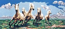Канва жесткая с рисунком Табун белых лошадей SOULOS B.925
