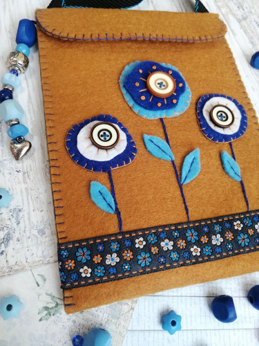 Набор для создания сумки из фетра Синие цветы  Марья Искусница 30.001.02 смотреть фото фото 6