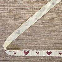 Лента репсовая на картонной мини-катушке "Сердечки и поцелуи"