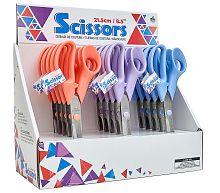 Ножницы портновские, 21,5 см, цвет синий/сиреневый/розовый, набор 15 шт в картонном дисплее