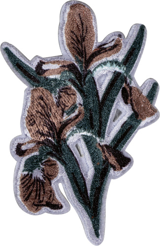 Фото термоаппликация цветок темно-зеленый с коричневыми листьями  hkm 43060 на сайте ArtPins.ru
