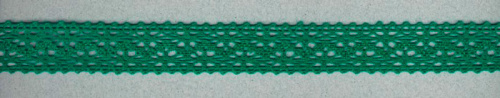 Фото мерсеризованное хлопковое кружево  состав: 100% хлопок  ширина 20 мм  намотка 30 м  цвет изумрудно-зеленый на сайте ArtPins.ru