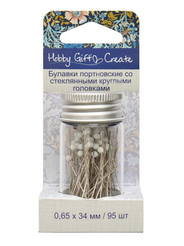 Фото булавки портновские со стеклянными головками 95 шт hobby gift create hemline hgc679.01 на сайте ArtPins.ru