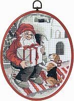 Набор для вышивания Санта и пёс Permin 92-0620