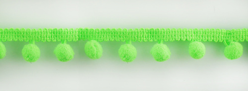 Фото тесьма с помпонами matsa цвет неоновый зеленый 13 мм на сайте ArtPins.ru