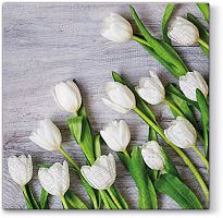 Салфетки трехслойные для декупажа коллекция Lunch  PAW Decor Collection Белые тюльпаны