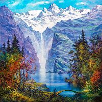 Картина стразами Озеро в горах  Алмазное хобби Ah5511
