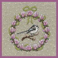 Набор для вышивания March Wreath Long-Tailed Tit  Мартовский венок дл хв синица 14.5 х 14.5 см le boheur des dames 2690