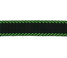 Тесьма ременная (стропа) PEGA черная с зелеными краями 20 мм