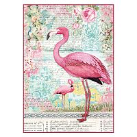 Бумага рисовая мини - формат Розовый фламинго