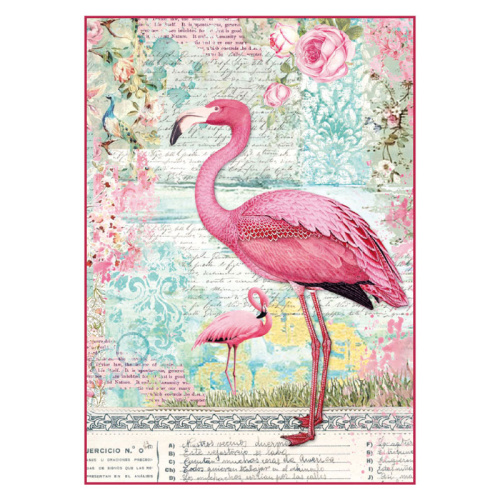 Бумага рисовая мини - формат Розовый фламинго фото