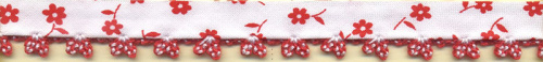 Фото косая бейка с фестонным краем 14 мм цвет белый с красным matsa 244135/2 на сайте ArtPins.ru