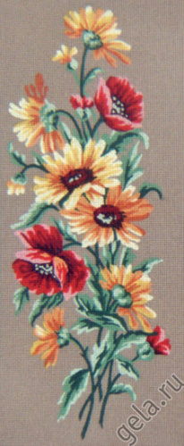 Канва жесткая с рисунком Маки и желтые цветы 2 картинки SOULOS 18.627 смотреть фото