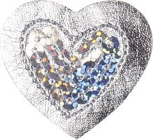 Термоаппликация Сердце с серебрянными блёстками большое  HKM 42641