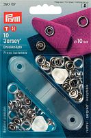 Кнопки Джерси для легких тканей латунь нержавеющие кольцо 10 мм серебристый 10 шт в блистере Prym 390107