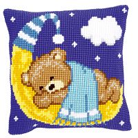 Набор для вышивания подушки Голубой Тедди на Луне VERVACO PN-0148196