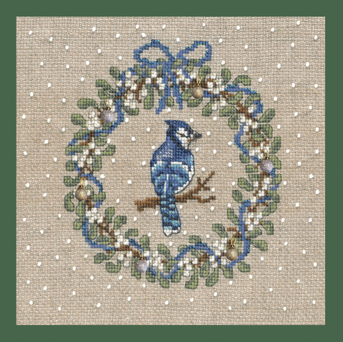 Набор для вышивания January Wreath Jay Bird  Январский Венок Сойка 14.5 х 14.5 см le boheur des dames 2688 смотреть фото