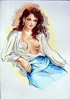 Канва жесткая с рисунком Задумчивая леди в шелковой блузе SOULOS 10.534