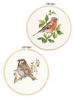 Набор для вышивания "Птицы сада Теи", канва аида 16 ct, диаметр 15 см, 2 дизайна