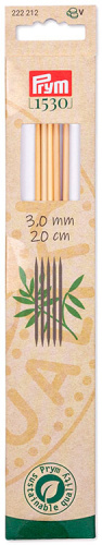 Серия Prym 1530 - Спицы чулочные 3 мм 20 см бамбук натуральный 5 шт в упаковке Prym 222212